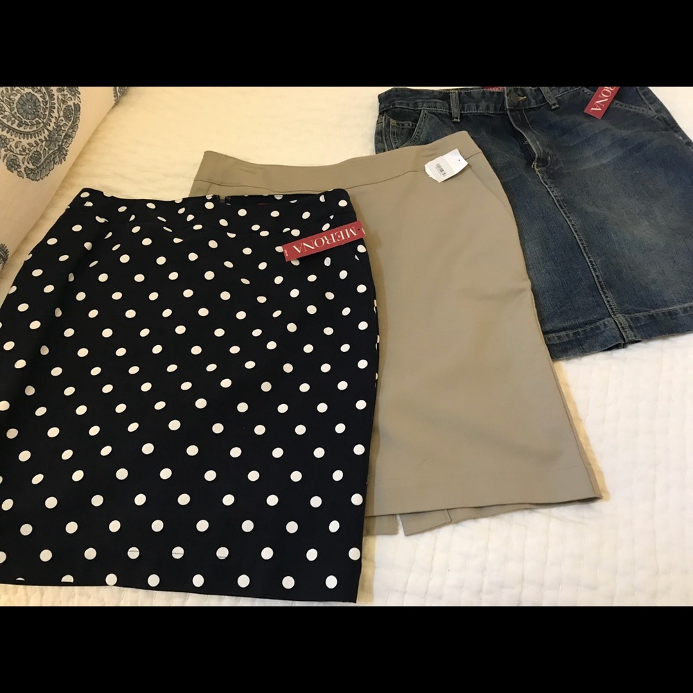 Three Merona never worn skirts size 10